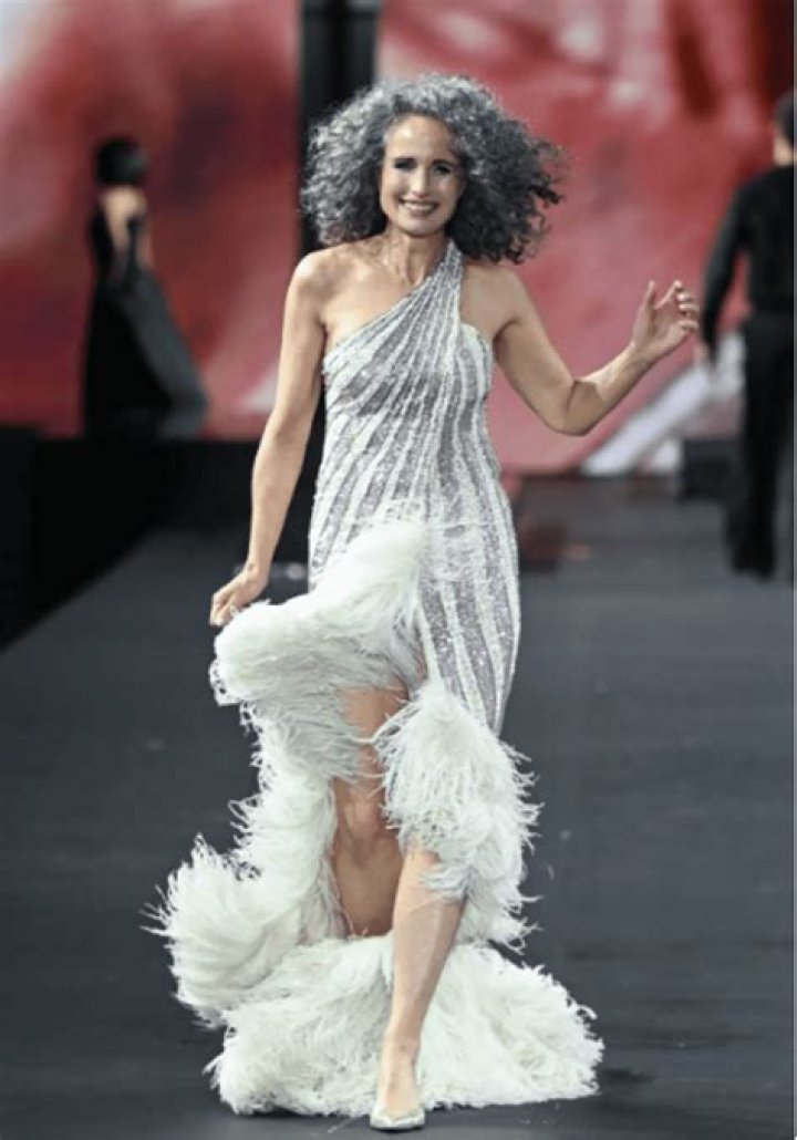 Andie MacDowell Debuted Her Gray Tresses At Paris Fashion Week