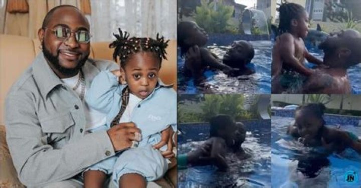 
Davido Gives His Son, Ifeanyi Adeleke, Swimming Lessons 