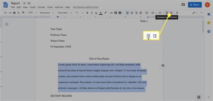 How do you indent on google docs