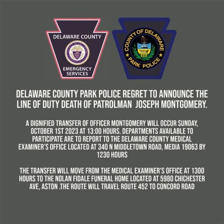Obituary: Joseph Montgomery Dies While on Duty, Delaware County Park Police Officer