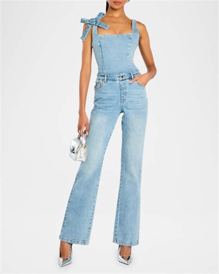 Olivia Culpo Is Gorgeous In Retrofete Denim Jumpsuit