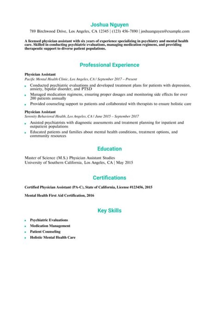 Directory of U.S. Physician Assistants (PA) in Psychiatry